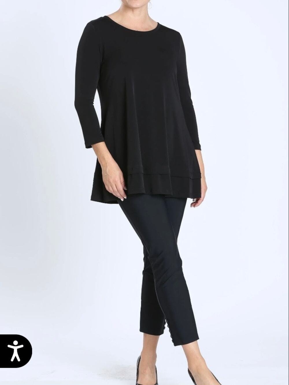 IC by Connie K Black Bottom Tuck Detailed Long Tunic Blouse Sz.2X
